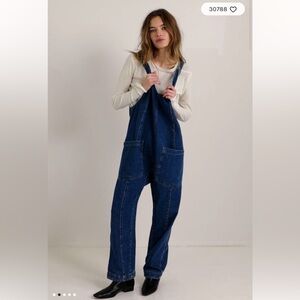 Free people jean jumpsuit